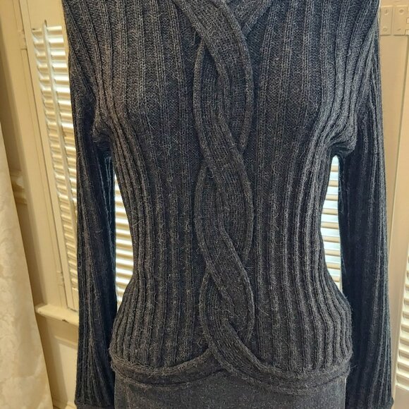 Vintage Peruvian Connection Charcoal Gray Wool/Alpaca Skirt & Sweater Set Size S - Picture 9 of 14
